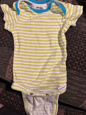 Onesies Lime Green & White Striped Baby Bodysuit
